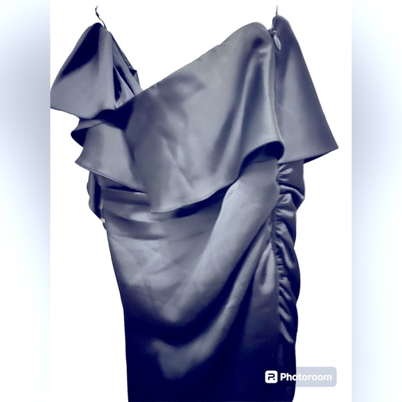 Melanie Lynn One Shoulder Navy Gown - Picture 5 of 9